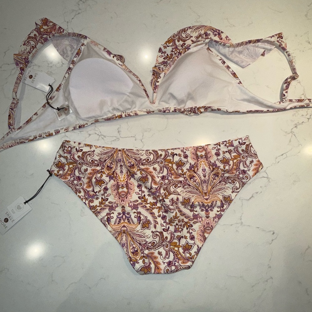 Size XL Shade & Shore Paisley Floral Bikini Set with Ruffle Trim Beach Baby - Picture 2 of 2